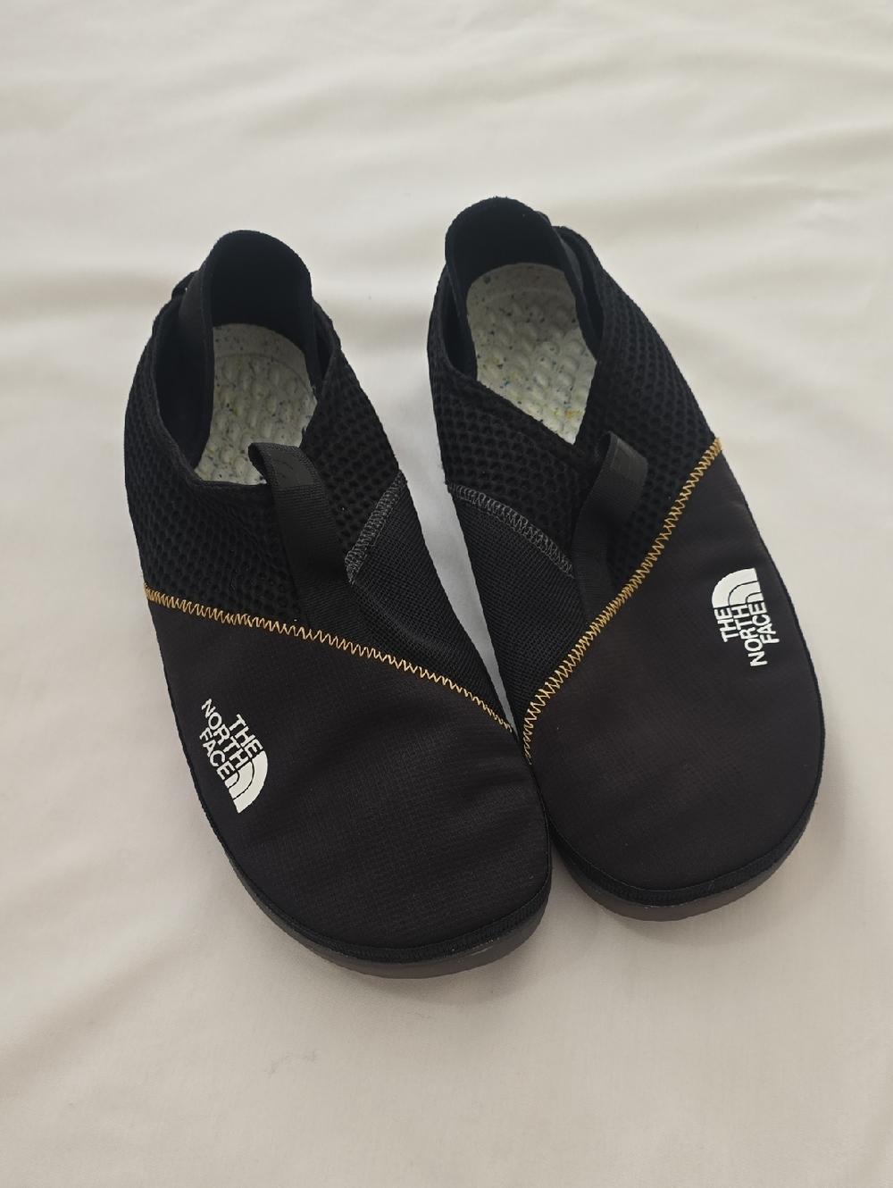 The North Face Black Camp Mule Slip-On Shoes with Yellow Stitching Unisex‎